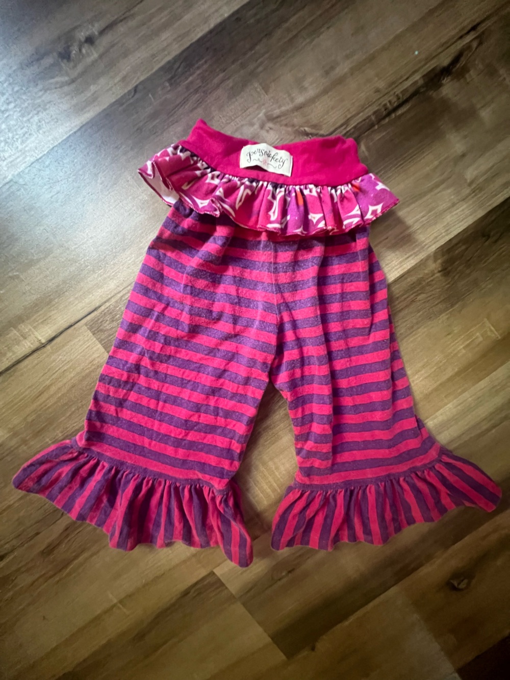 Persnickety Boutique Hot Pink Purple Striped Ruffle Leggings Pull-on Pants